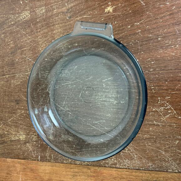 Vintage 1940s Pyrex Flameware C-R 817 B Blue Tint Pan Skillet Bowl USA - Picture 2 of 9